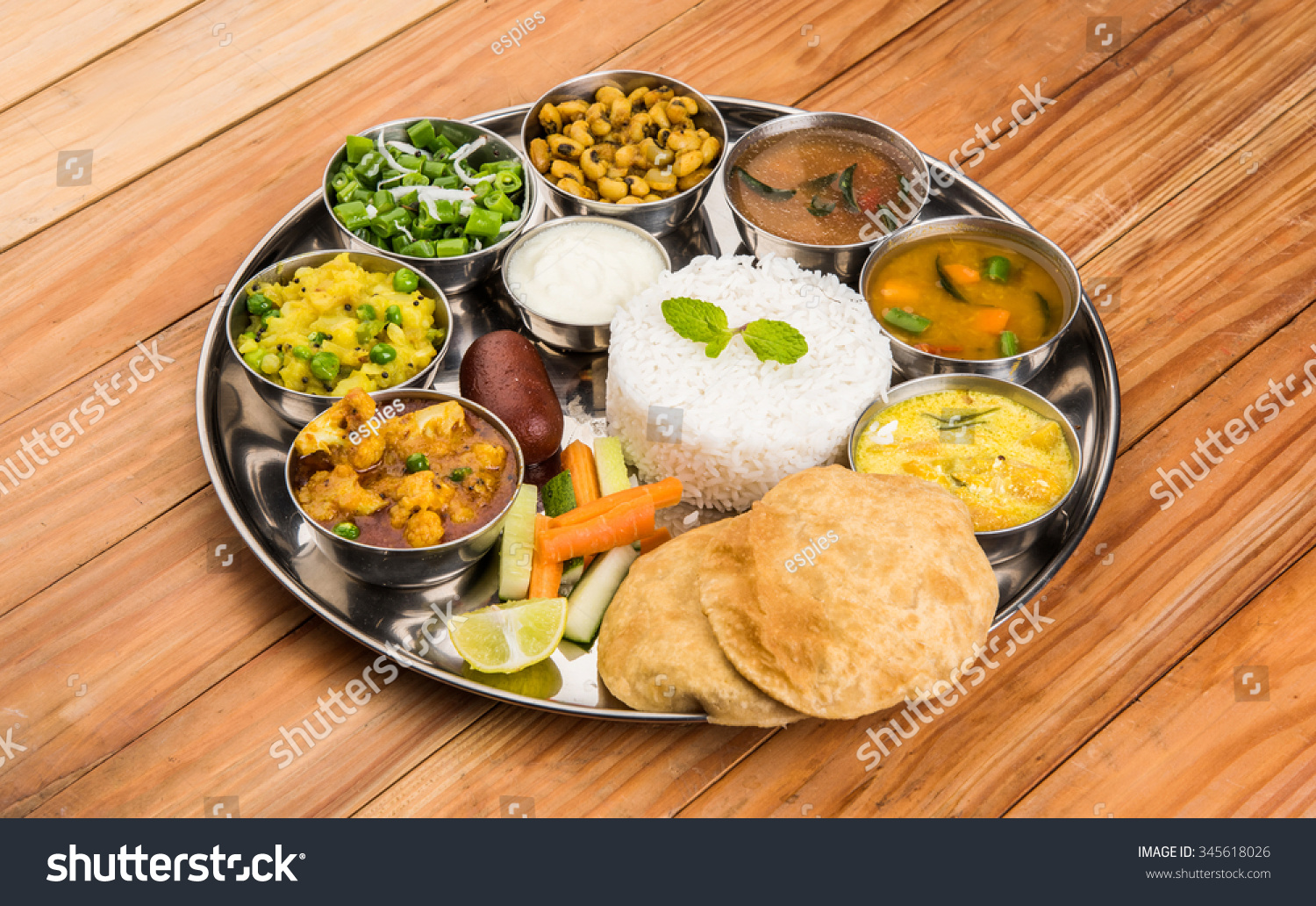 Indian Food Platter Indian Thali Indian Veg Thaliparatha Rice Aalu