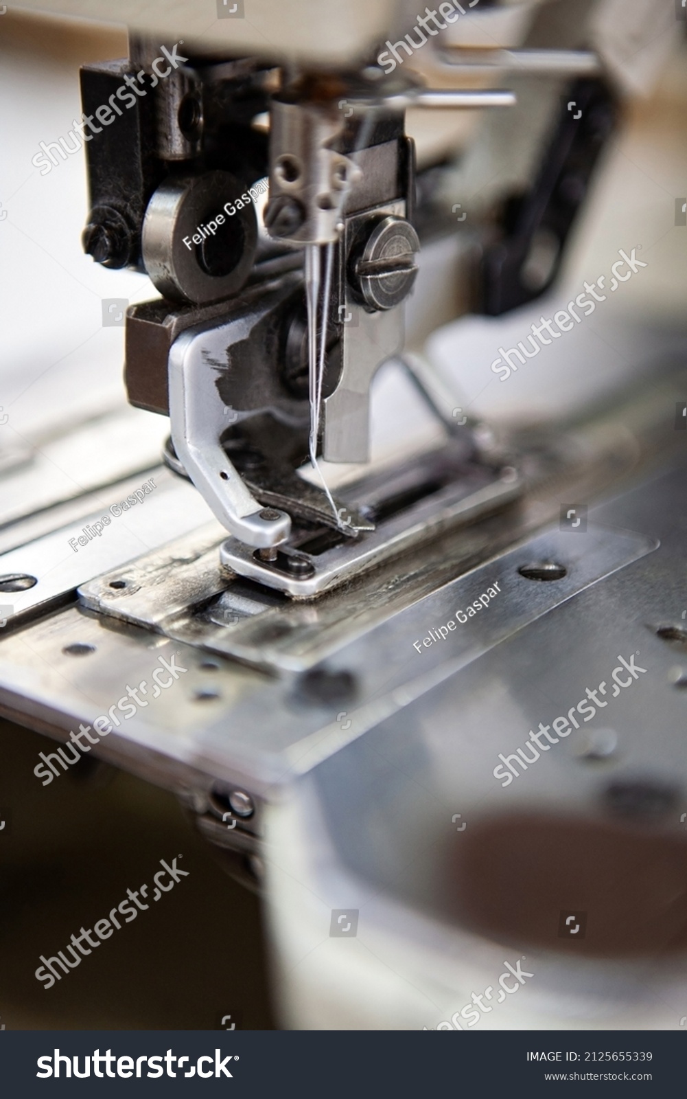 Industrial Sewing Machine Needle Detail Stock Photo