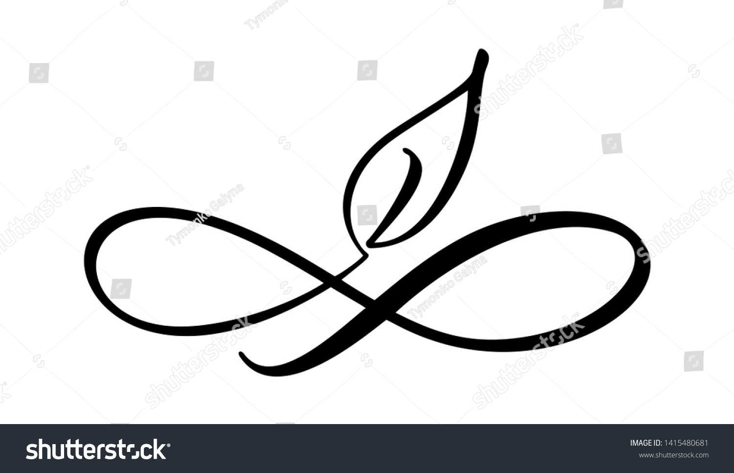 Infinity Calligraphy Illustration Symbol Leaf Eternal Stock