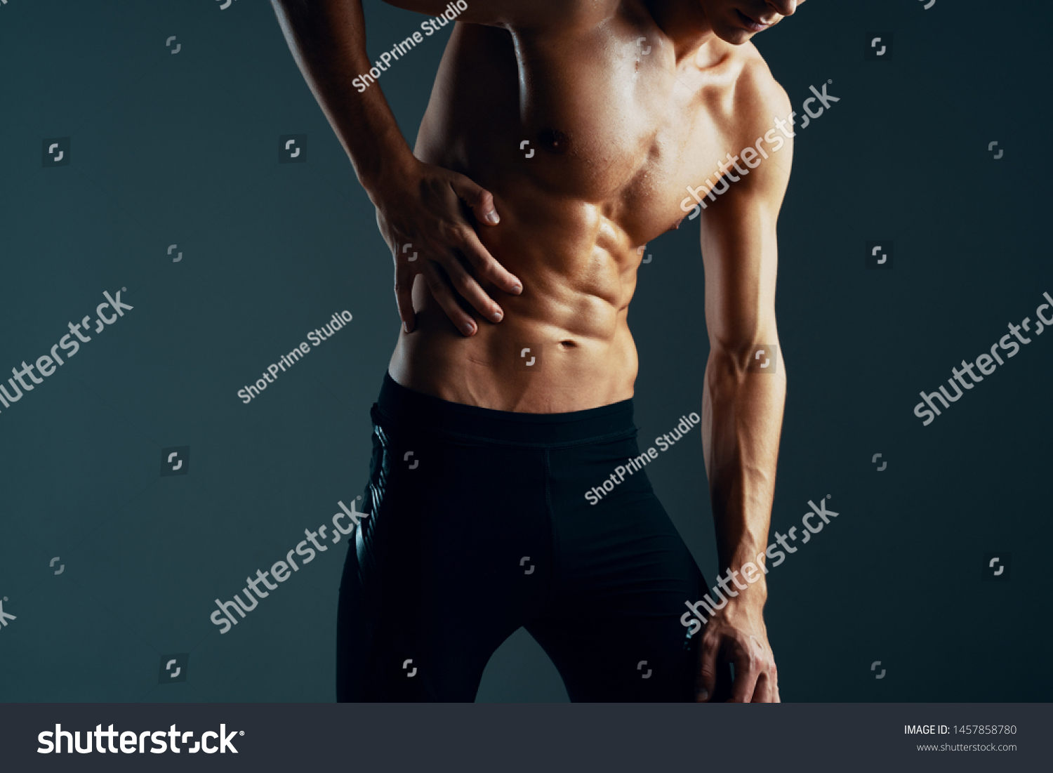 Inflated Man Naked Muscular Torso Gym Stock Photo 1457858780 Shutterstock