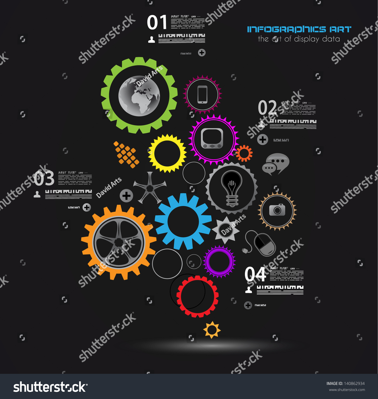 Infographic design template with gear chain Ideal to display information ranking and statistics with orginal and modern style Infographic design template with gear chain Ideal to display information ranking and statistics with orginal and modern style