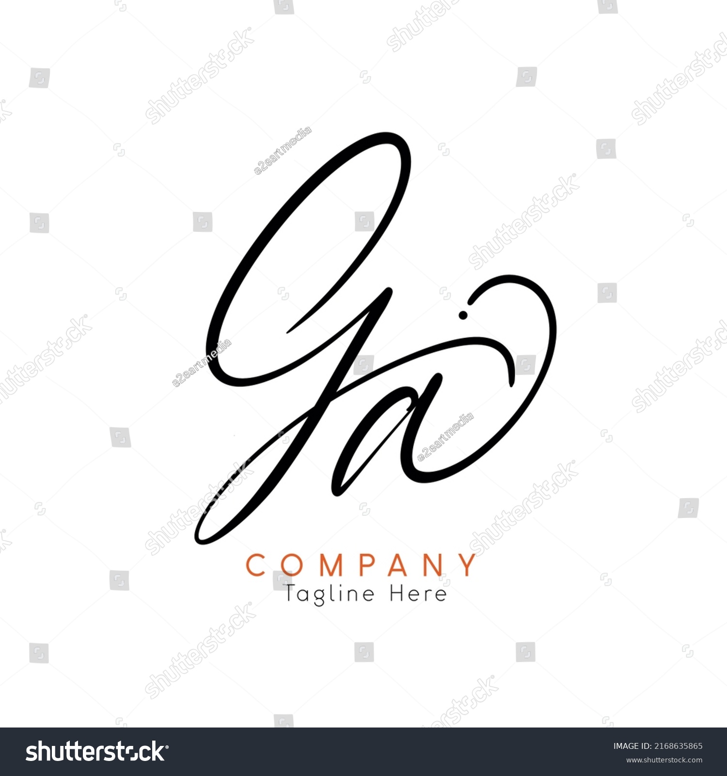 Initial Letter Ga Logo Handwritten Signature Stock Illustration