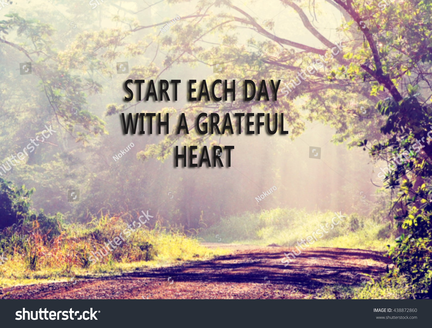 Inspirational Quote With Phrase: Start Each Day With Grateful Heart 