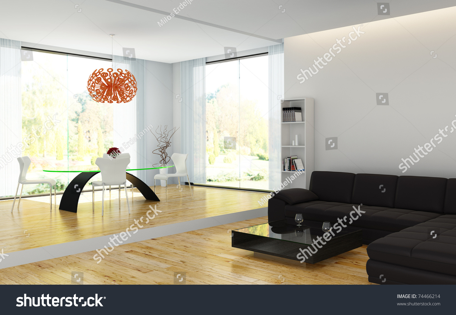 Interior Design Of Modern Living Room And Dining Room