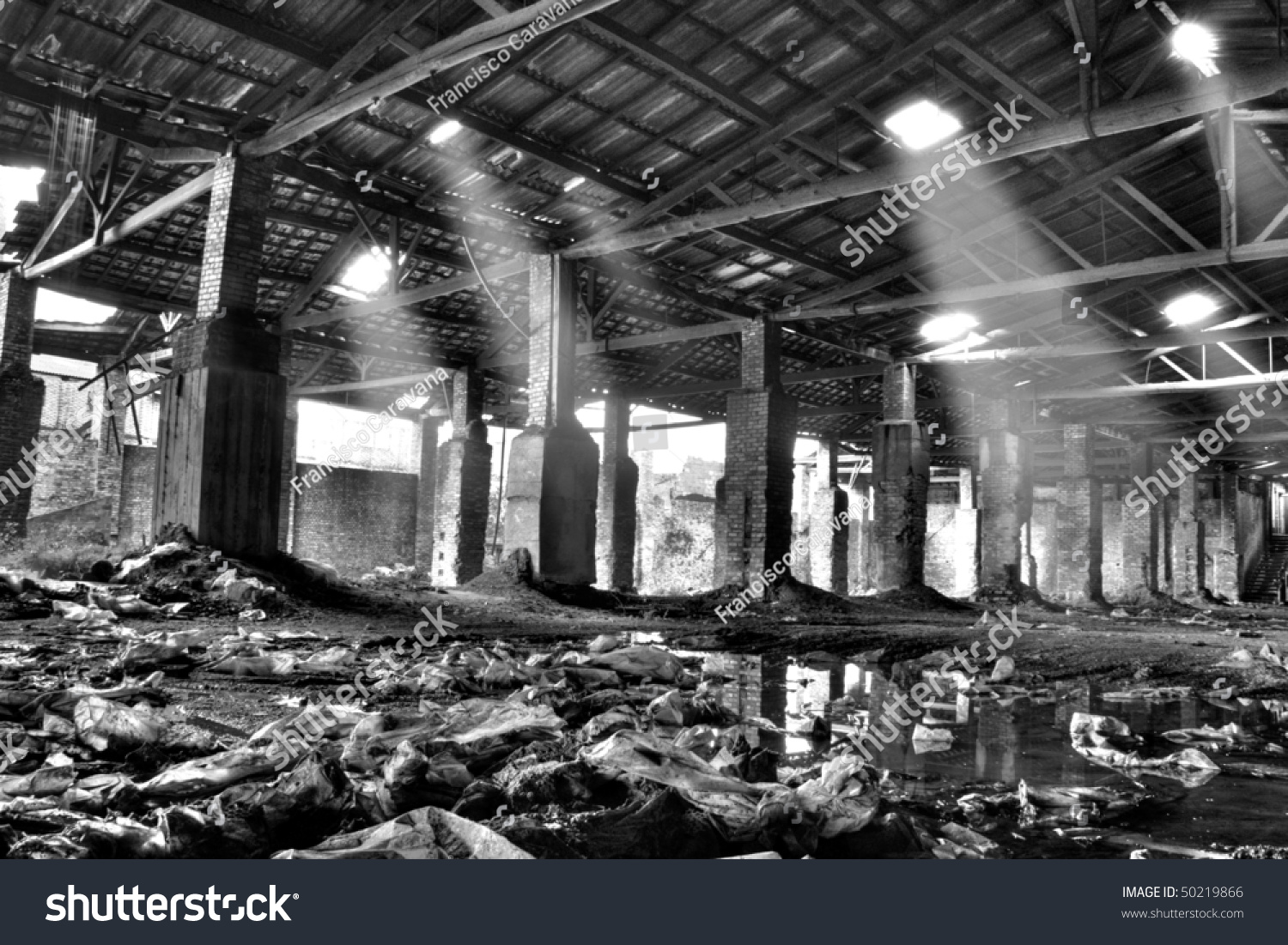 Interior Of Abandoned Warehouse (Black And White Hdr Photo) - 50219866 ...