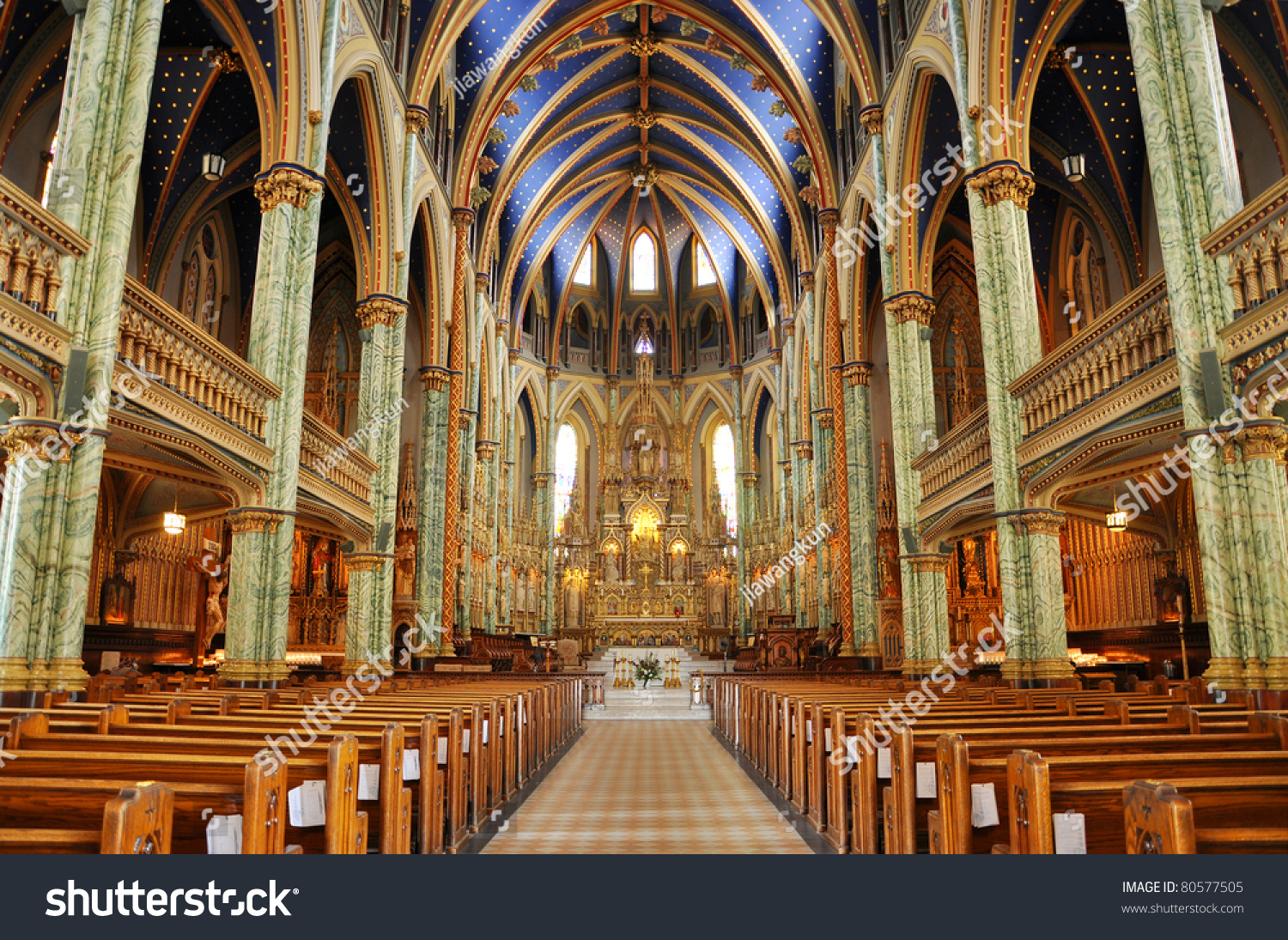 Interior Of Notre Dame Cathedral Basilica Ottawa Ontario Canada