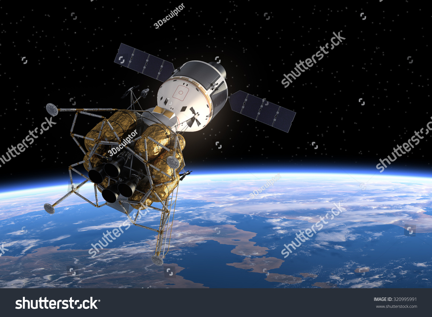 Interplanetary Space Station Space 3d Scene Stock Illustration 