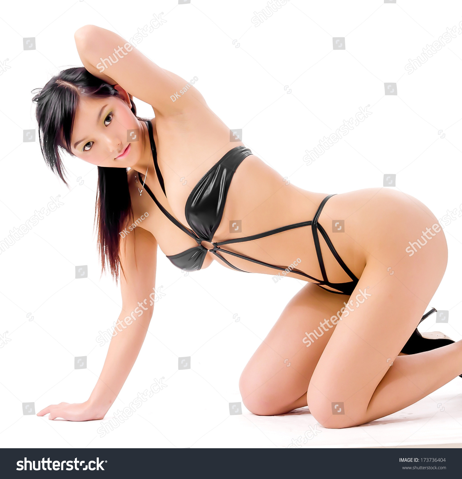 Isolated Asian Sexy Lingerie Woman Model Stock Photo 173736404