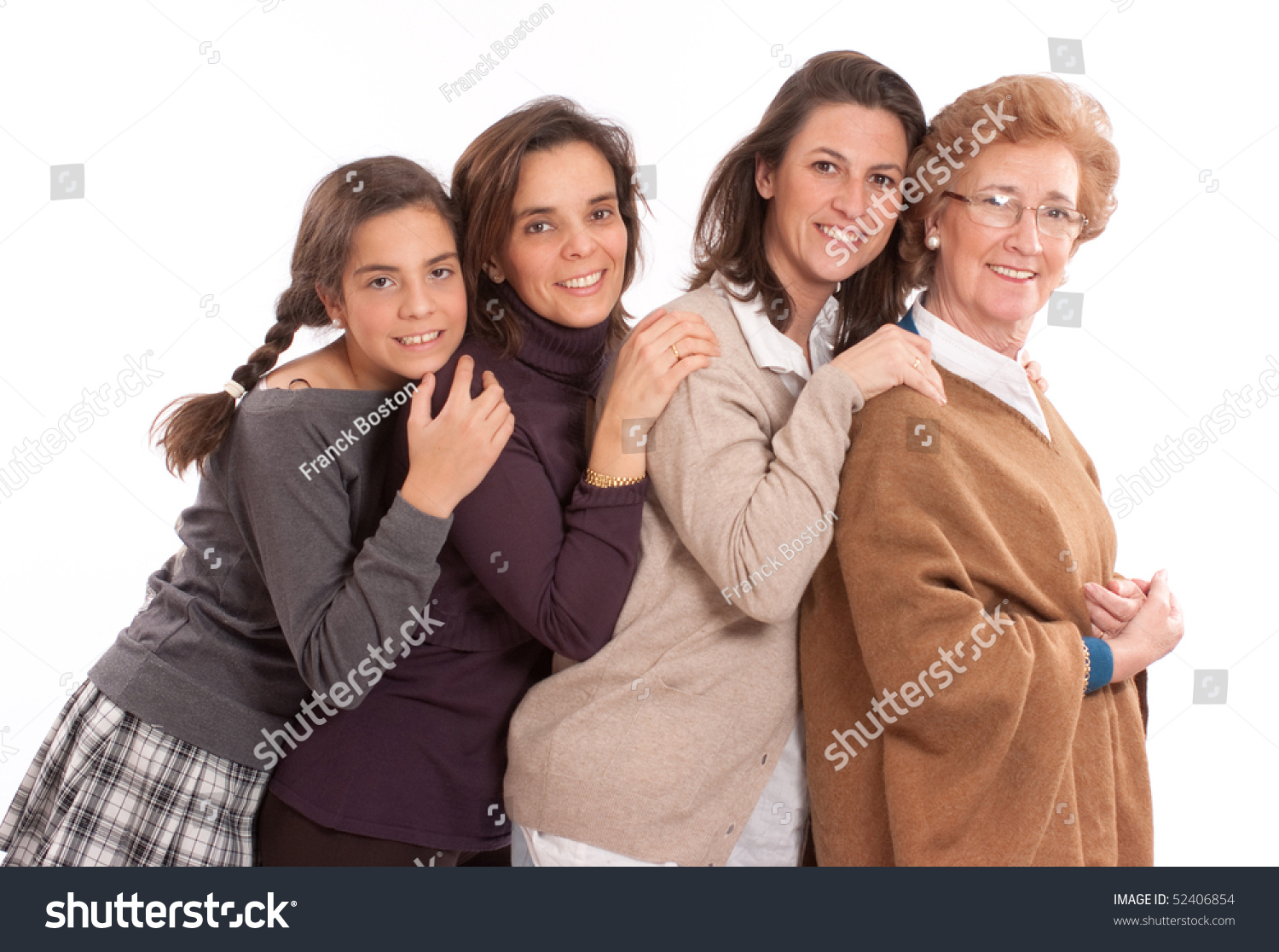 Isolated Image Of Four Women Of Different Generations Stock Photo