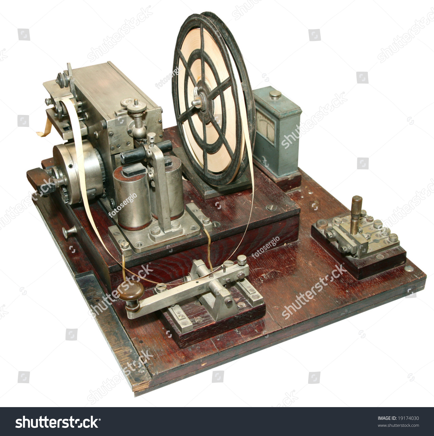 Isolated Obsolete Vintage Morse Telegraph Machine On White Background ...