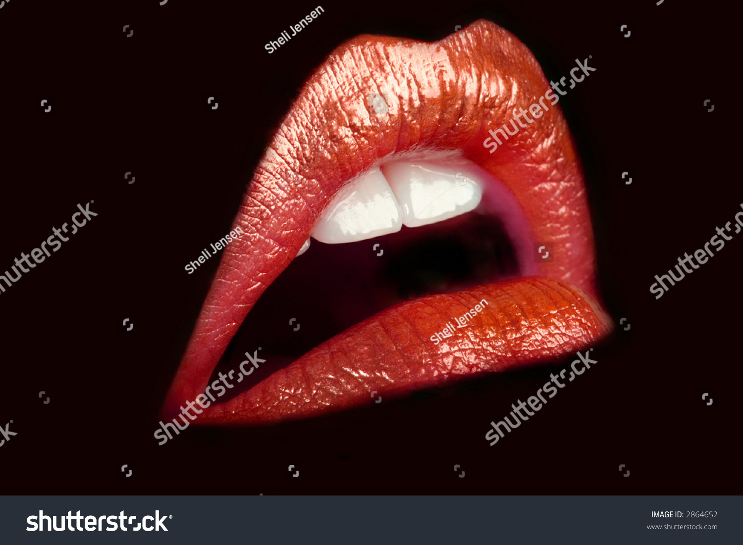 Isolated Red Lips On Black Background Stock Photo 2864652 Shutterstock