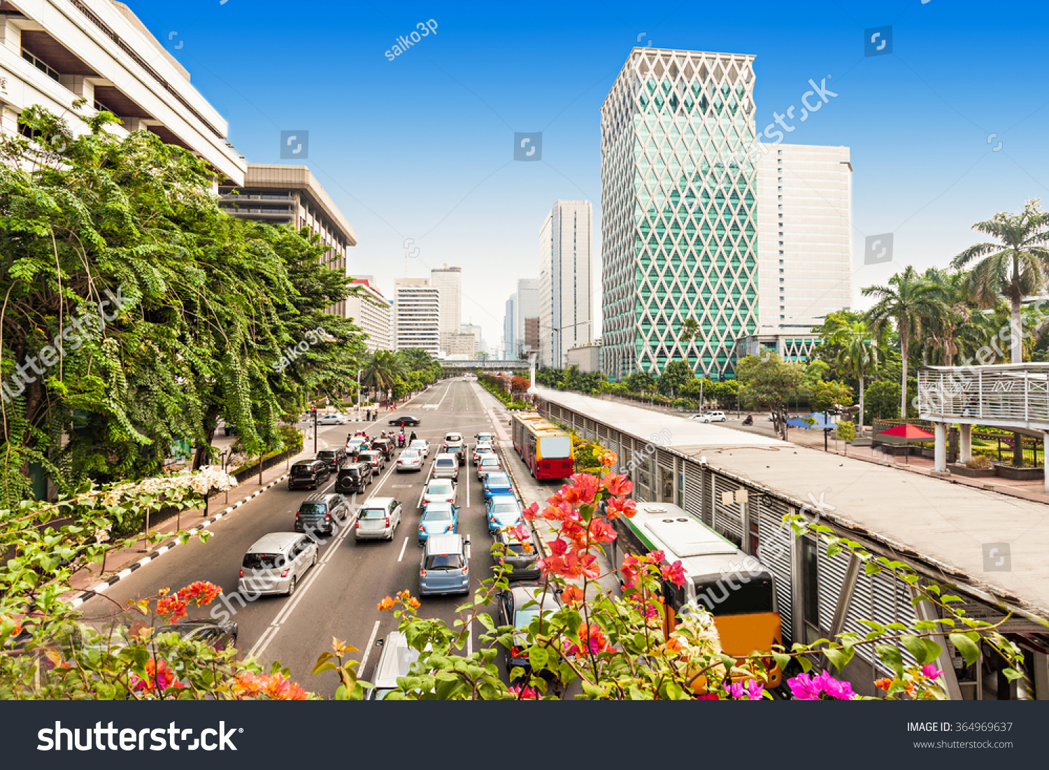 Jakarta City Center Aerial View In Indonesia Stock Photo 364969637