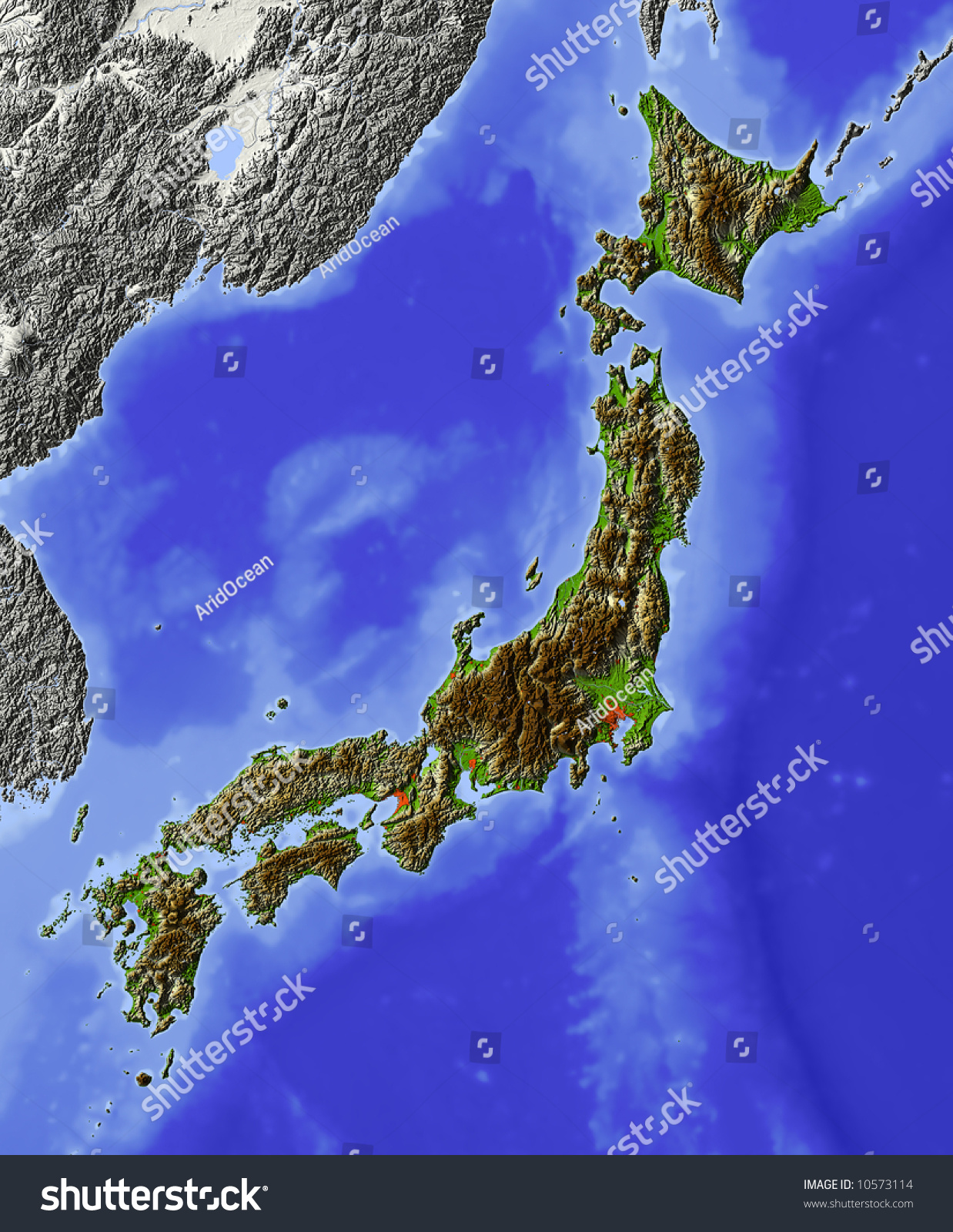 Japan Map Relief