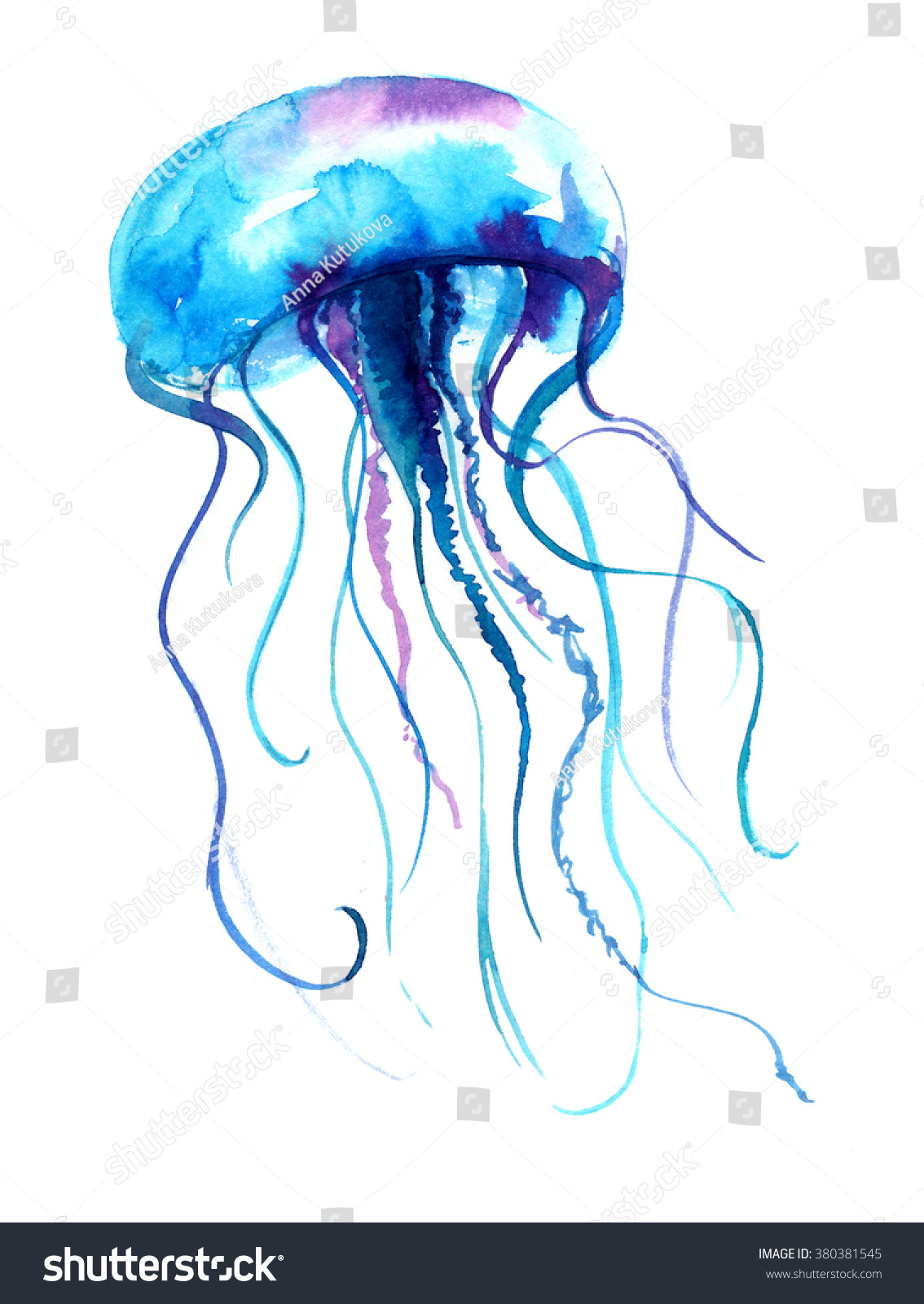 jellyfish watercolor illustration medusa painting isolated jellyfish watercolor illustration medusa painting isolated