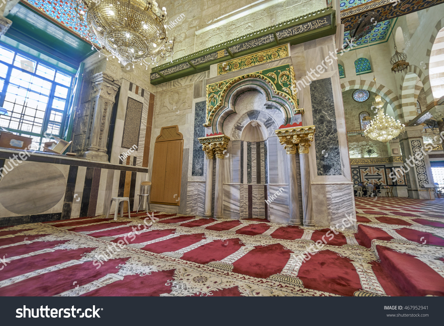 JERUSALEM PALESTINE ISRAEL JUNE 3 2016 View of one of the altars located in the Al Aqsa mosque Jerusalem on June 3 2016 Al Aqsa Mosque in Jerusalem the 3rd holiest site in Islam JERUSALEM PALESTINE ISRAEL JUNE 3 2016 View of one of the altars located in the Al Aqsa mosque Jerusalem on June 3 2016 Al Aqsa Mosque in Jerusalem the 3rd holiest site in Islam
