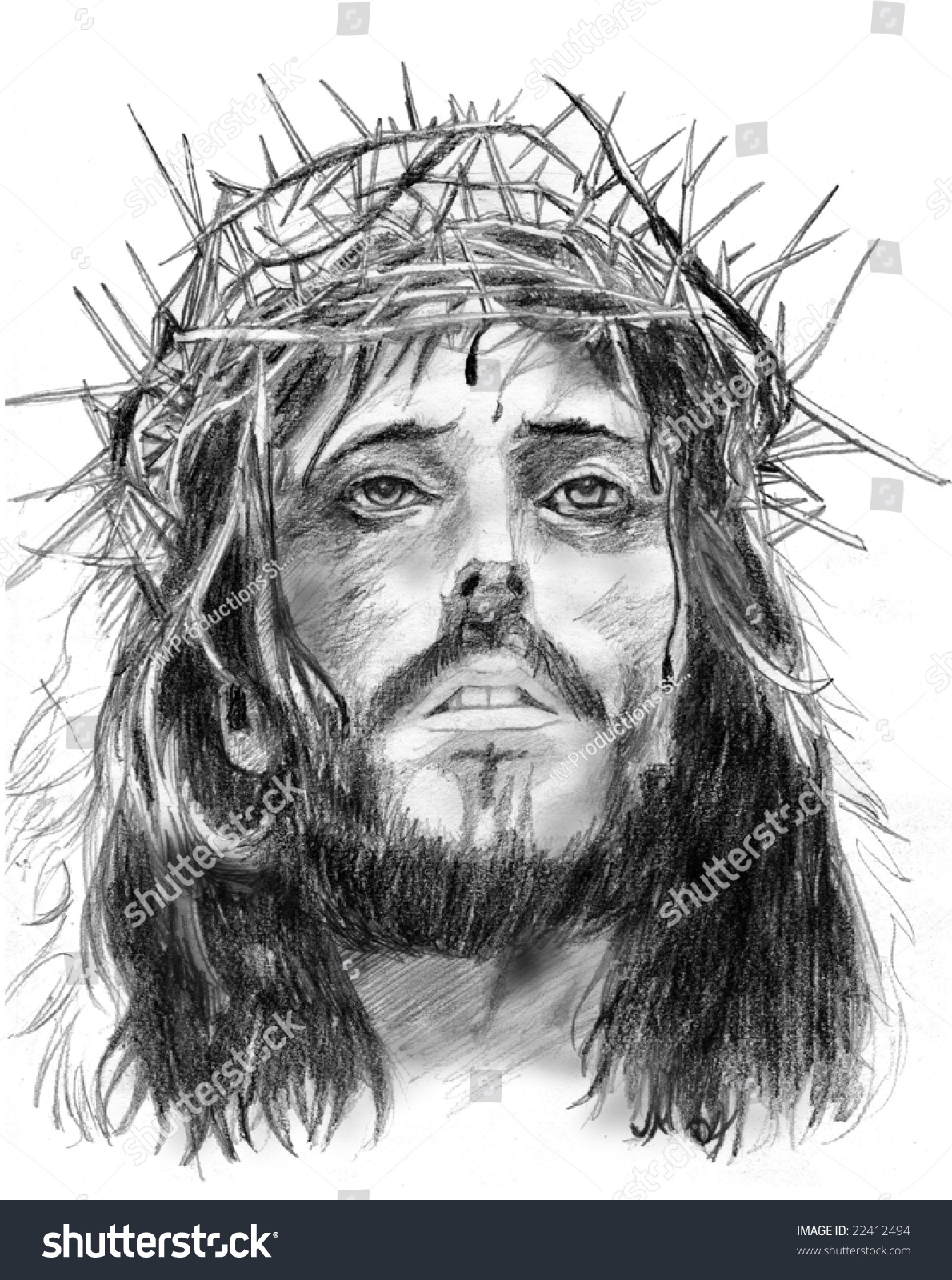 Jesus With Crown Of Thorns Stock Photo 22412494 : Shutterstock