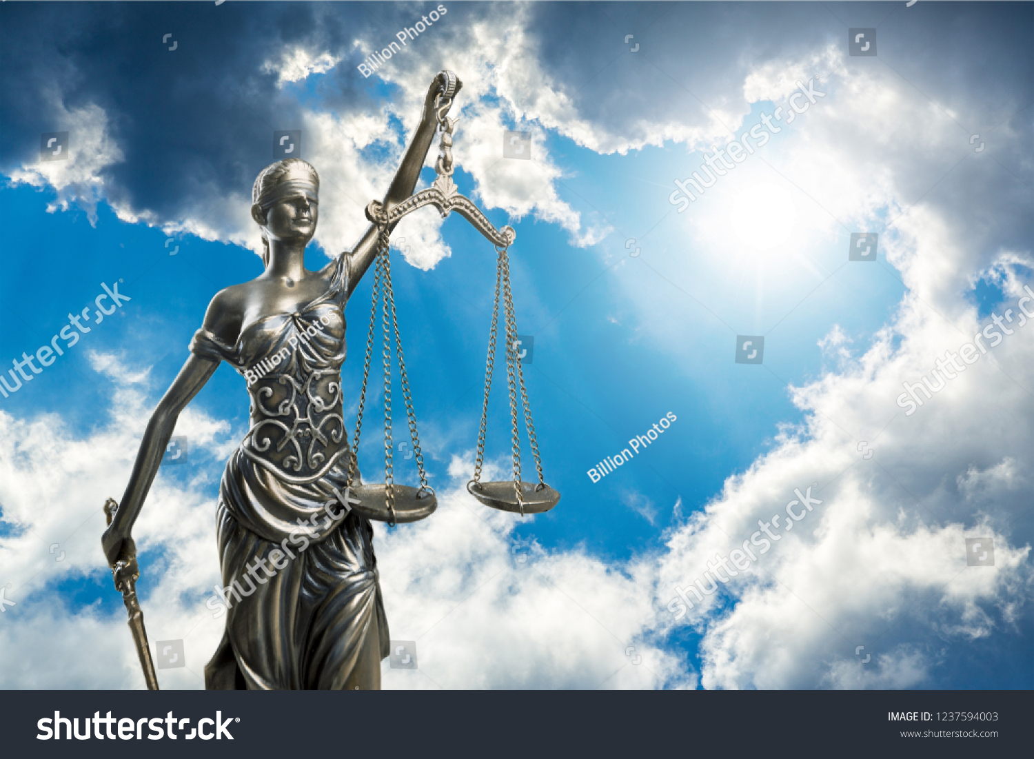 Justitia Symbol Justice Front Background Sky Stock Photo 1237594003