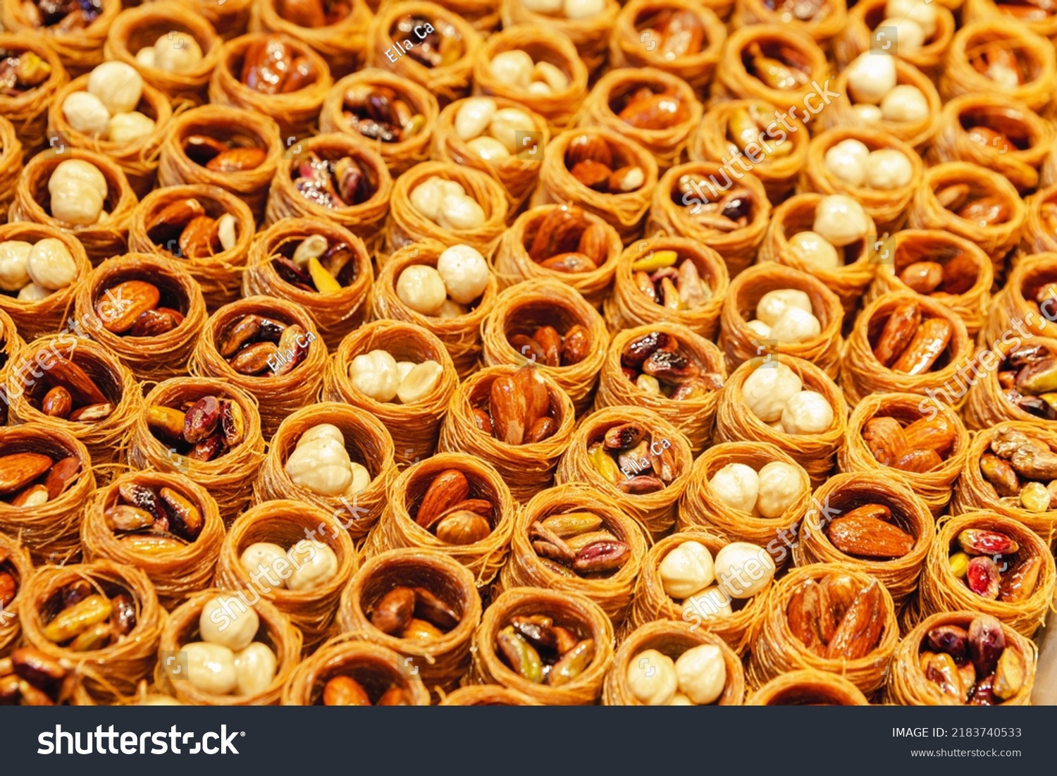 Kataifi Kadayif Kunafa Baklava Pastry Nests Stock Photo