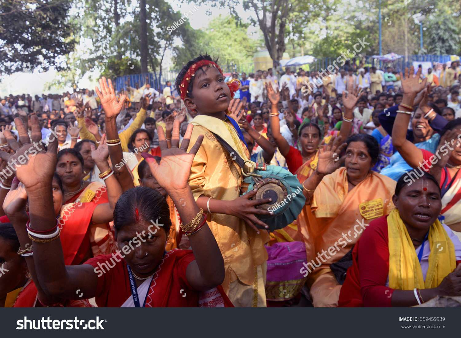 Kirtan Singer (folk Hindu Traditional Devotional Singer) Gathers In A 