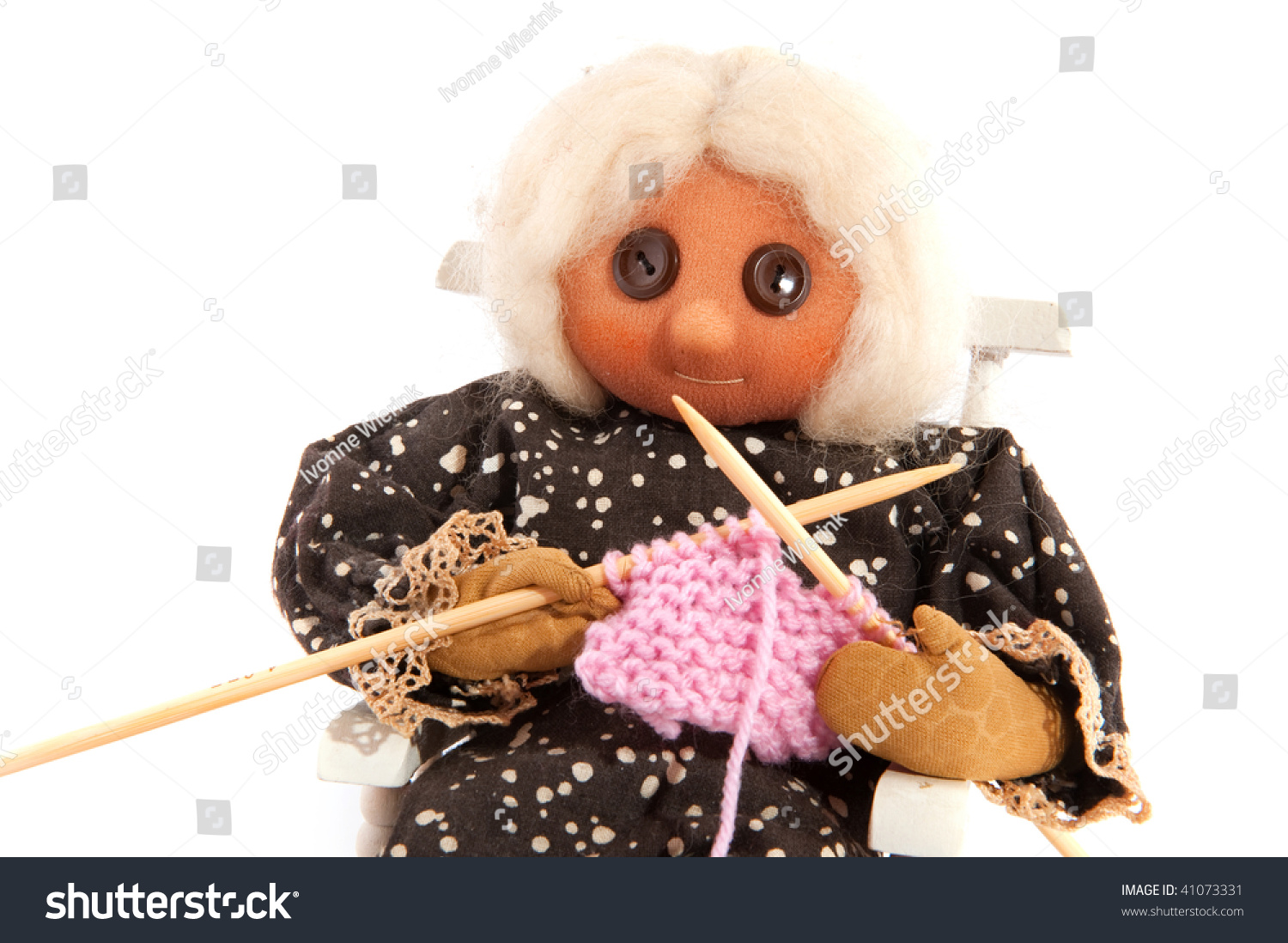 Knitting Grandma Sitting In A Rocking Chair Stock Photo 41073331