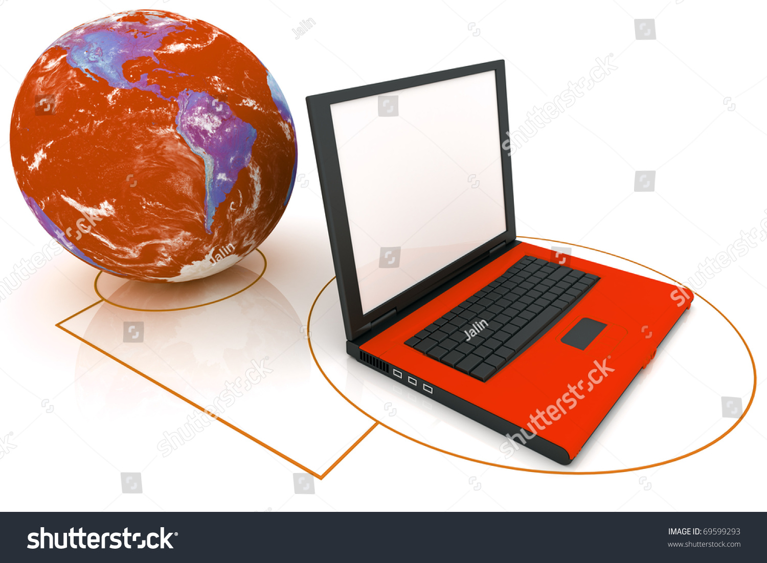 Laptop Connected To The World Internet Concept Stock Photo 69599293 