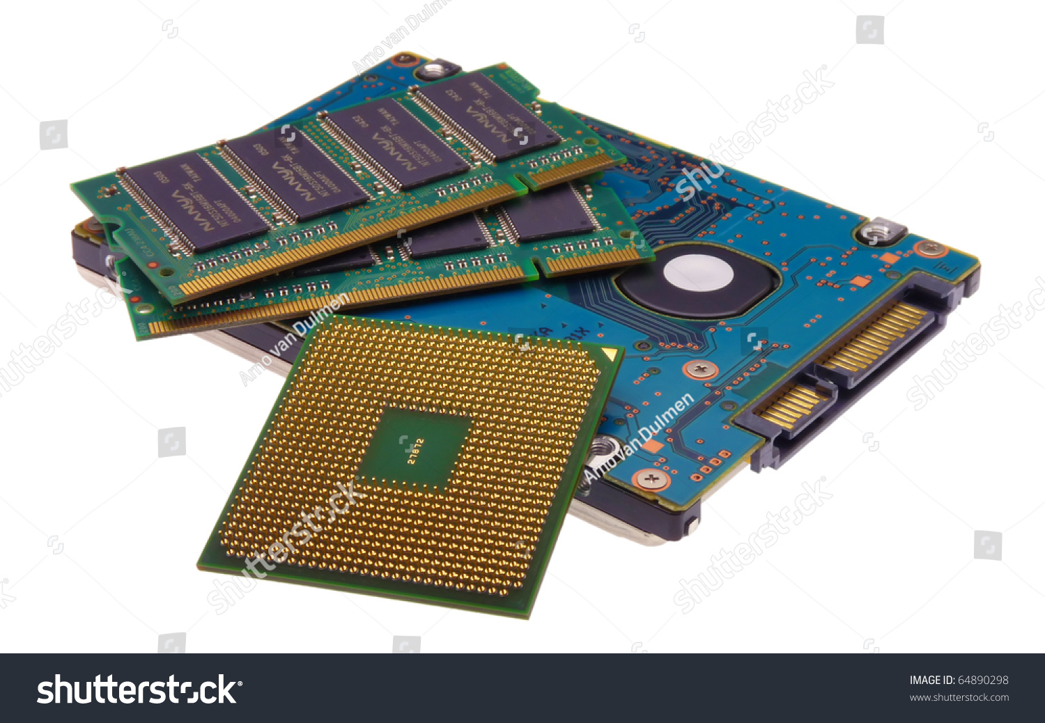 Laptop Internal Hardware Parts Isolated On A White Background Stock Photo 64890298 Shutterstock