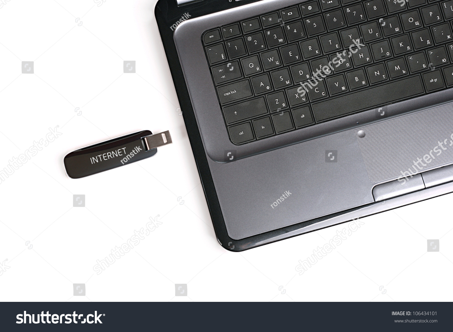Laptop With Mobile Connection Stock Photo 106434101 Shutterstock