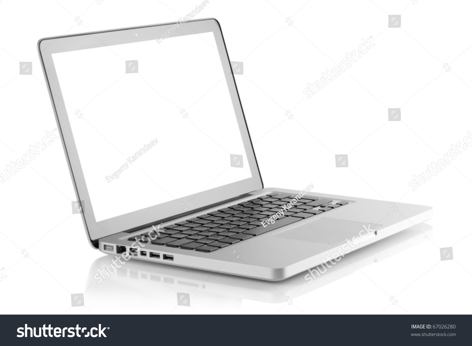 Laptop With White Screen. Isolated On White Background Stock Photo