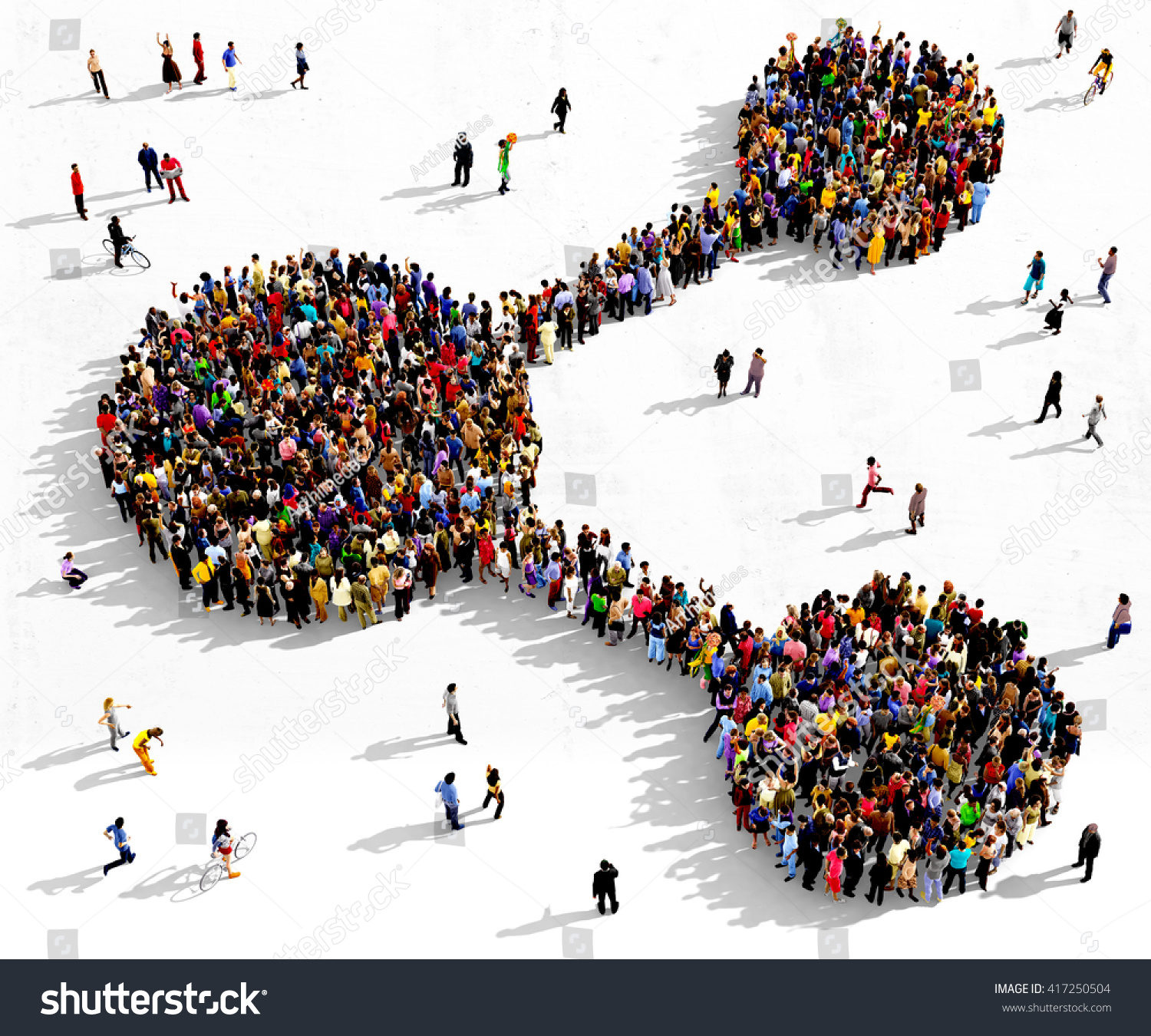 Large Diverse Group People Seen Aerial Stock Illustration 417250504