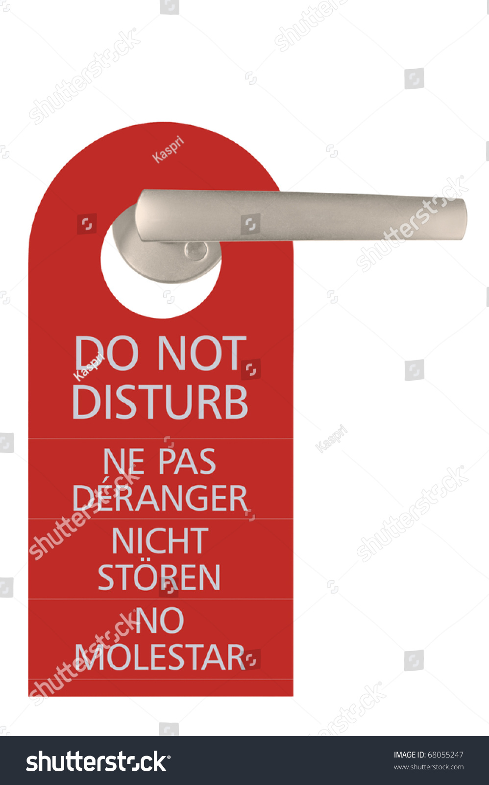 Large Do Not Disturb Tag And Door Handle Isolated English French 