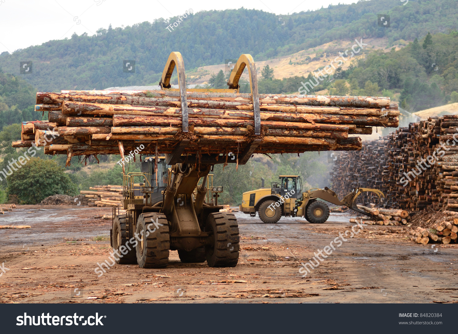 Large Log Loader Operations Log Yard Stock Photo 84820384 ...