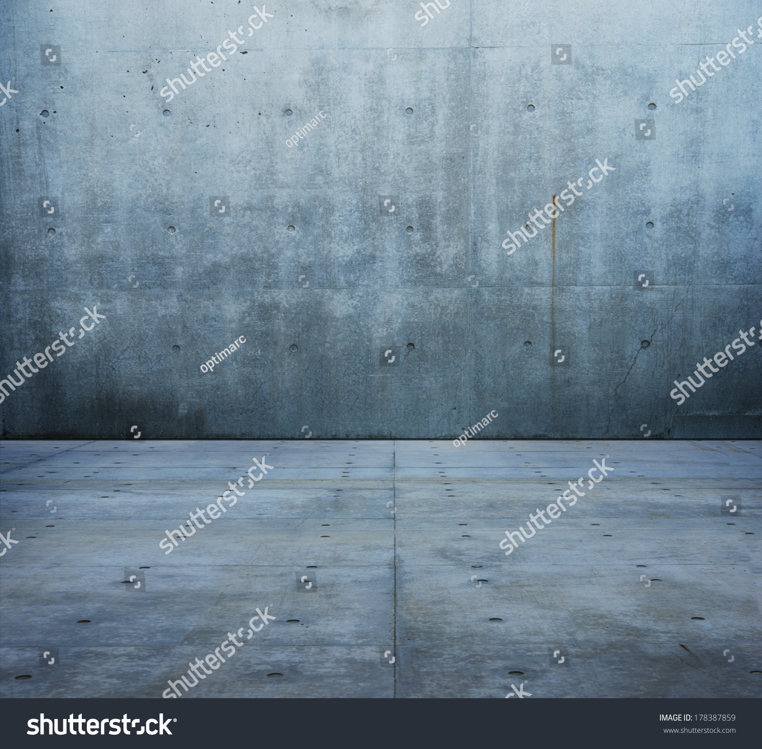 Large Raw Concrete Space. Concrete Wall And Floor. Stock Photo