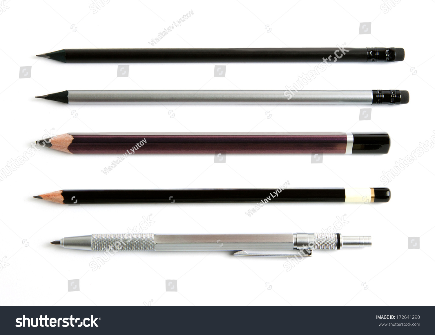 Lead Pencils Isolated On White, Several Pencils, Mechanical Pencil
