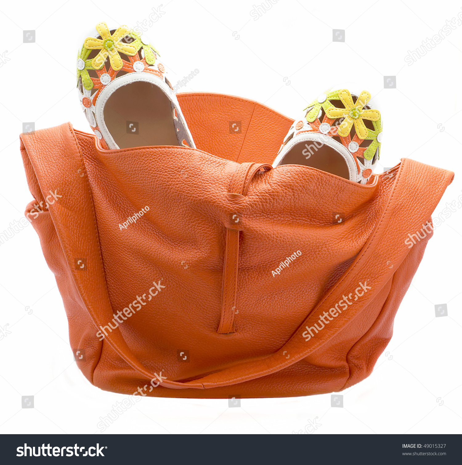 orange bag and shoes