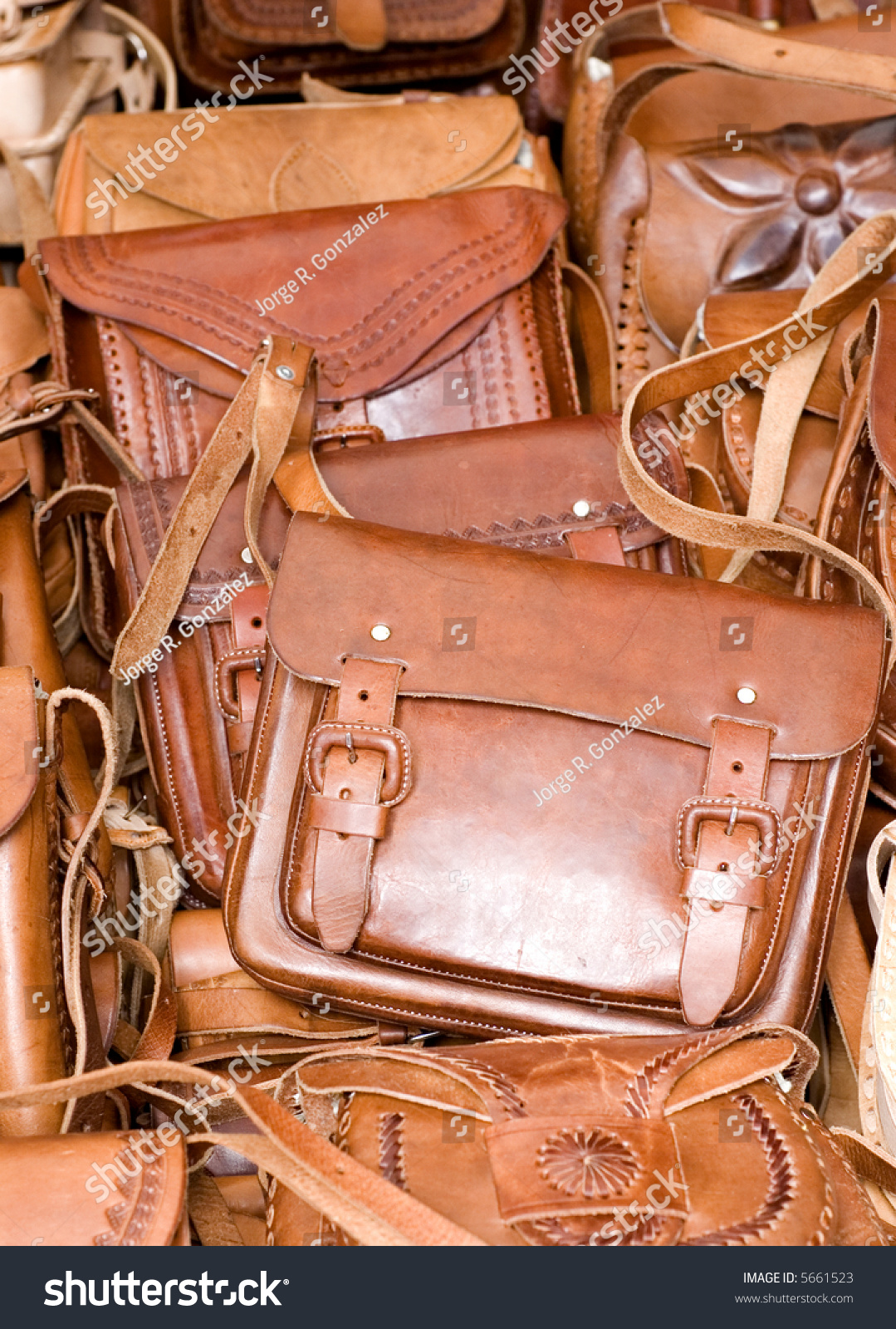 Leather Purses In A Mexican Market In Chiapas Leather Purses In A Mexican Market In Chiapas Mexico