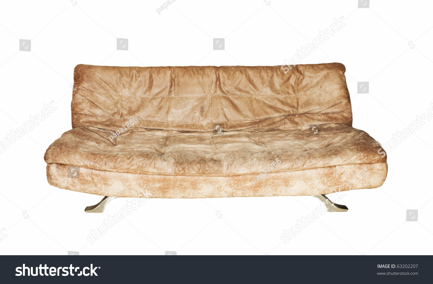 Leather Sofa Of Peach Colour On A White Background Stock Photo 63202207