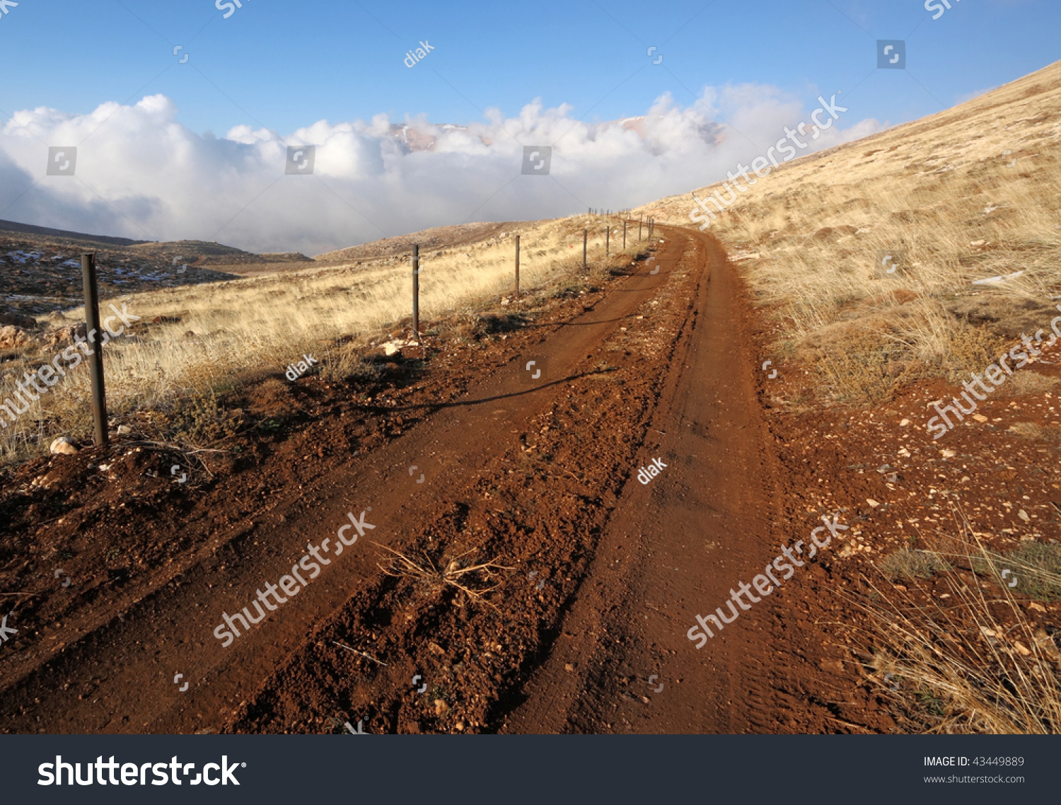 Lebanon Mountain Road And Landscape With The Highest Peak In Lebanon In