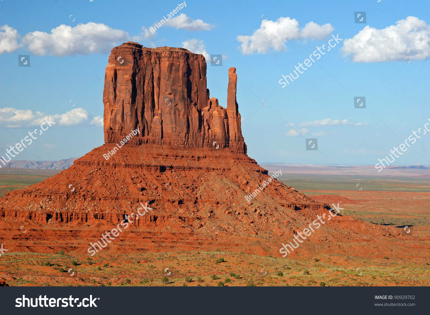 Left Mitten Rock Formation - Monument Valley, Arizona Stock Photo