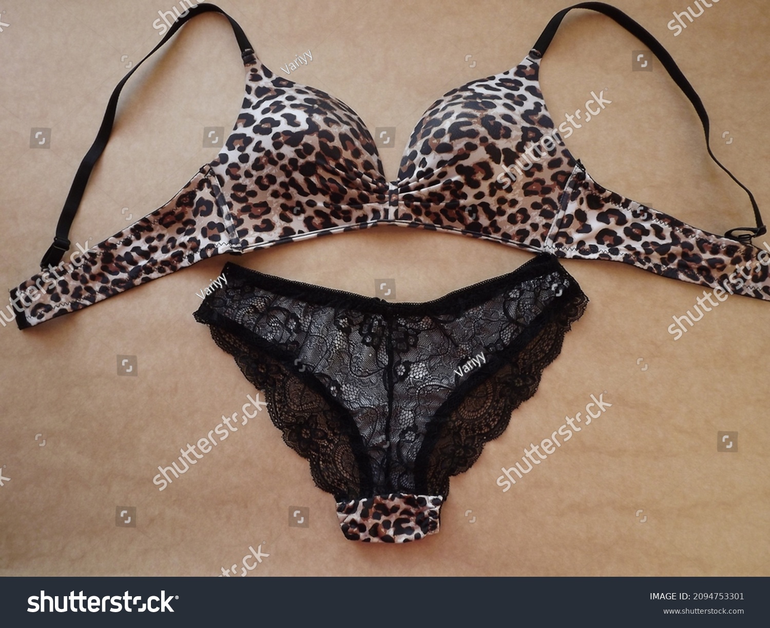 Leopard Lingerie Set Lace Panties On Stock Photo Edit Now 2094753301