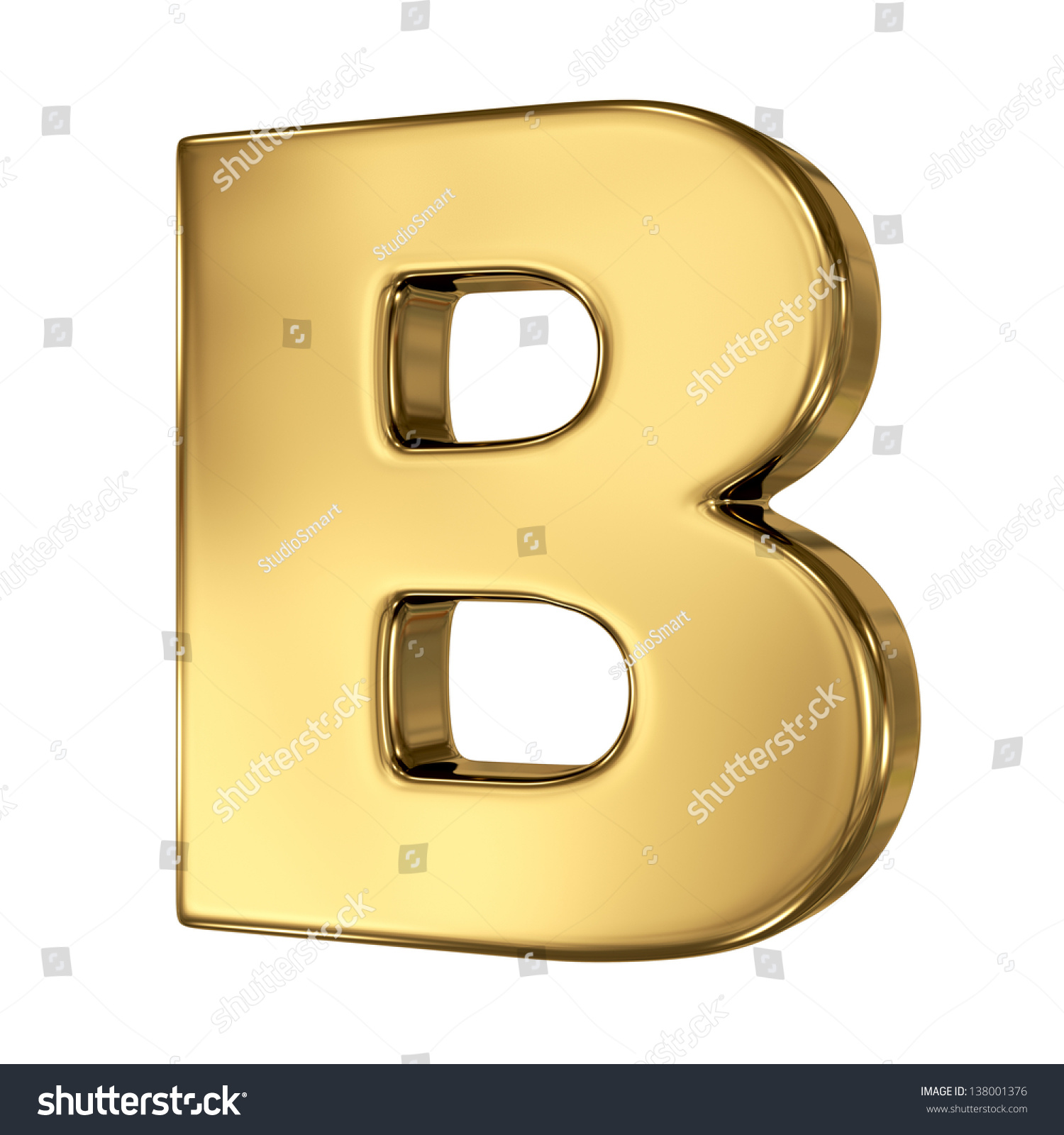 Letter B From Gold Solid Alphabet Stock Photo 138001376 : Shutterstock