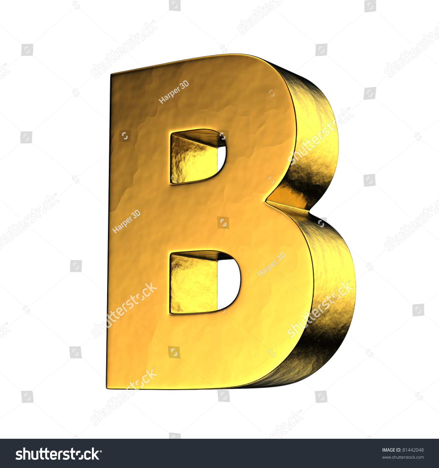 Letter B From Gold Solid Alphabet. There Is A Clipping Path Stock Photo ...