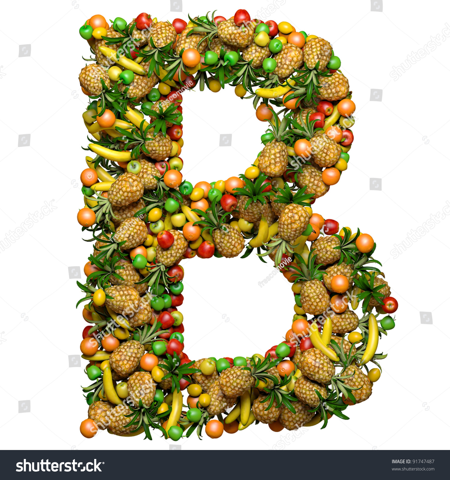 Letter - B Made From 3d Fruits. Isolated On A White. Stock Photo ...