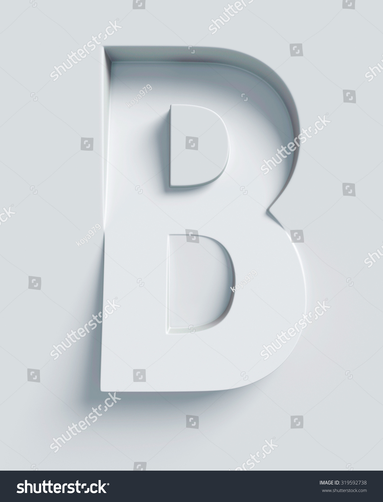 Letter B Slanted 3d Font Engraved And Extruded From The Surface Stock ...