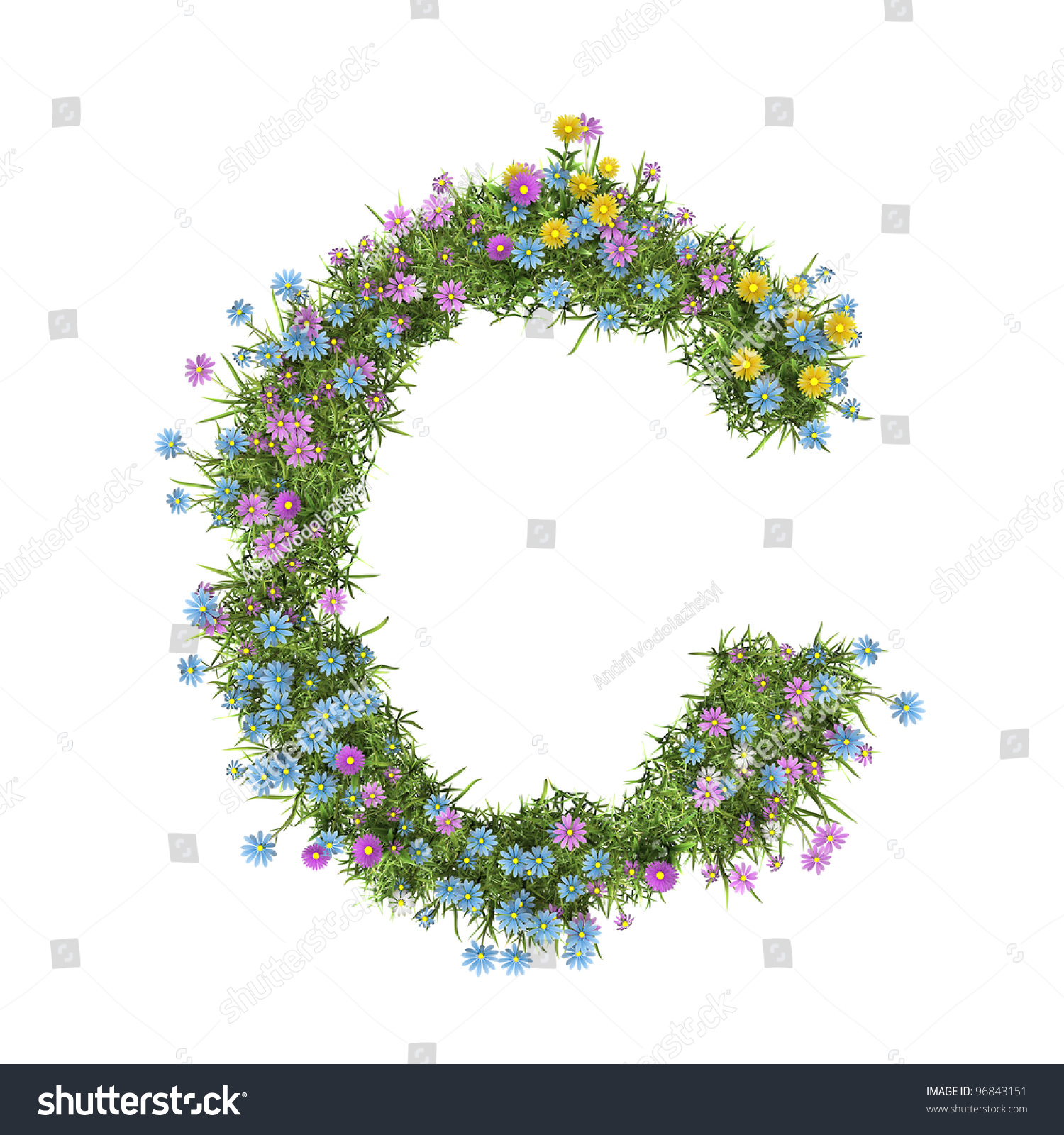 Letter C Flower Alphabet Isolated On Stock Illustration