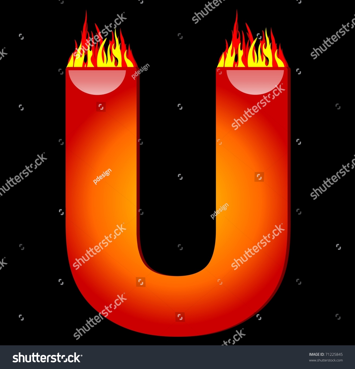 Letter U On Fire Stock Photo 71225845 : Shutterstock