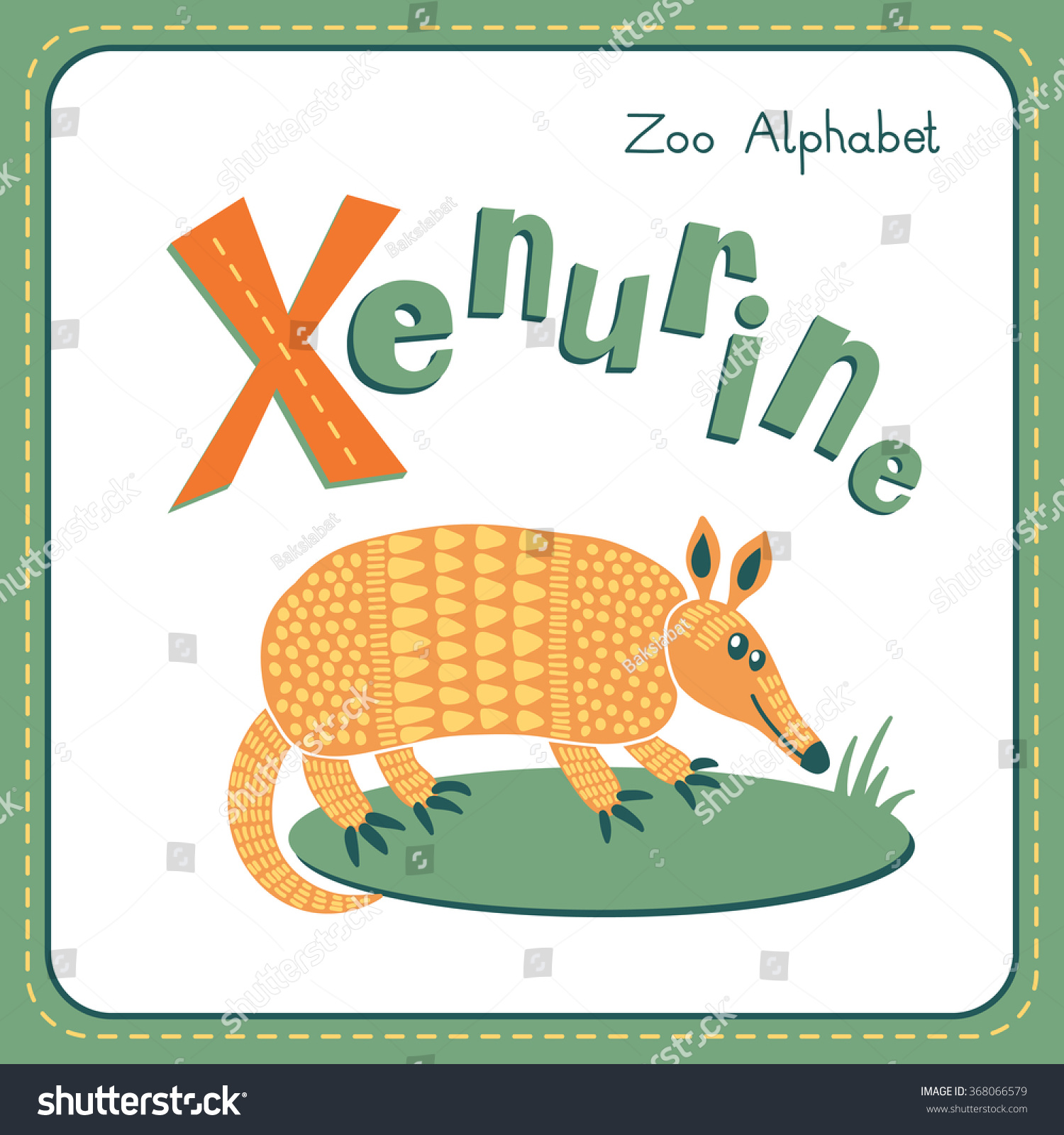 Letter X Xenurine Alphabet Cute Animals Stock Illustration 368066579