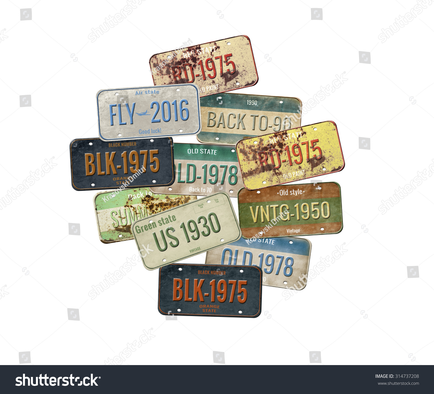 vintage-american-cars-number-plates-editorial-image-cartoondealer