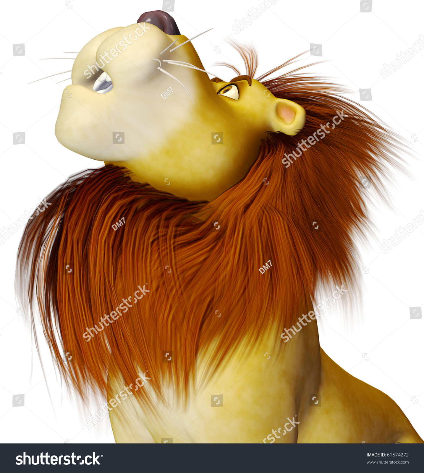 Lion Cartoon Sit Roar Close Stock Illustration 6157427