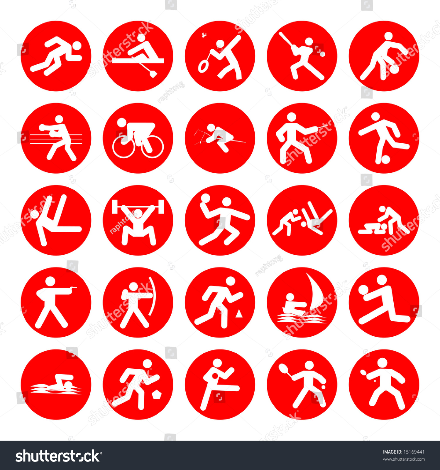 Logos Of Sports, Olympics Games,Red On White Background Stock Photo