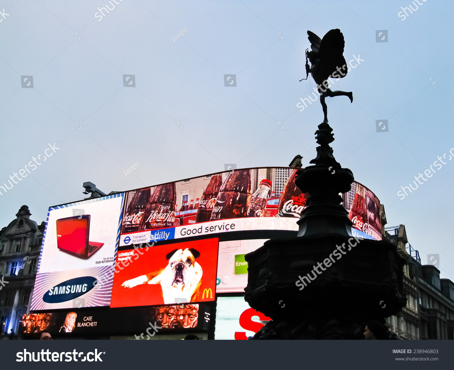 London October 8 Illuminated Billboard Statue Stock Photo 238946803 - Shutterstock1500 x 1225